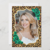 Luipaard Print Smaragd Groene Foto 50e Verjaardag Kaart (Achterkant)