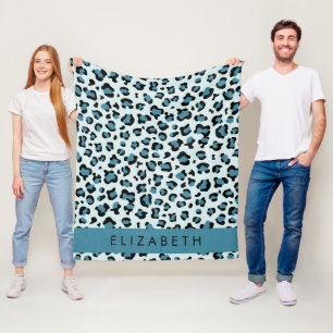 Luipaard Print, Vlekken, Blauwe luipaard, Jouw naa Fleece Deken
