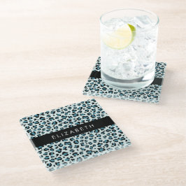 Luipaard Print, Vlekken, Blauwe luipaard, Jouw naa Glazen Onderzetter