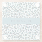 Luipaard Print, Vlekken, Blauwe luipaard, Jouw naa Glazen Onderzetter (Achterkant)