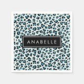 Luipaard Print, Vlekken, Blauwe luipaard, Jouw naa Servet (Voorkant)