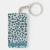 Luipaard Print, Vlekken, Blauwe luipaard, Jouw naa Sleutelhanger (achterkant)