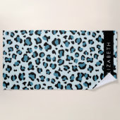 Luipaard Print, Vlekken, Blauwe luipaard, Jouw naa Strandlaken (Voorkant)