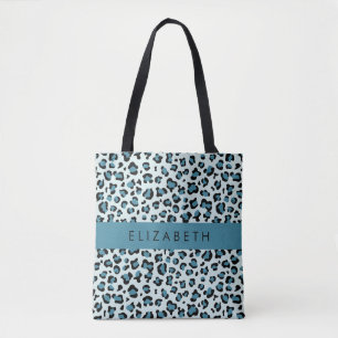 Luipaard Print, Vlekken, Blauwe luipaard, Jouw naa Tote Bag
