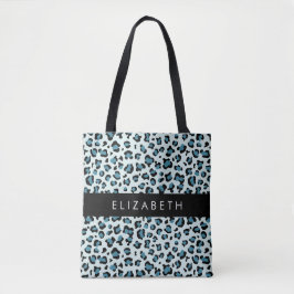 Luipaard Print, Vlekken, Blauwe luipaard, Jouw naa Tote Bag