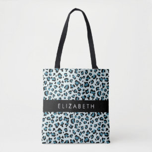 Luipaard Print, Vlekken, Blauwe luipaard, Jouw naa Tote Bag