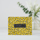 Luipaard Print, Vlekken, Gele Luipaard, Jouw naam Briefkaart (Staand voorkant)