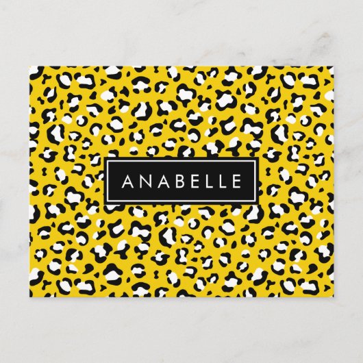 Luipaard Print, Vlekken, Gele Luipaard, Jouw naam Briefkaart (Voorkant)
