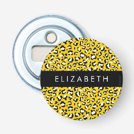 Luipaard Print, Vlekken, Gele Luipaard, Jouw naam Button Flesopener