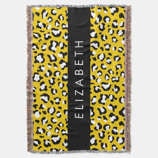 Luipaard Print, Vlekken, Gele Luipaard, Jouw naam Deken (Voorkant Verticaal)
