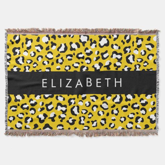 Luipaard Print, Vlekken, Gele Luipaard, Jouw naam Deken (Voorkant)