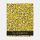 Luipaard Print, Vlekken, Gele Luipaard, Jouw naam Fleece Deken (Voorkant)
