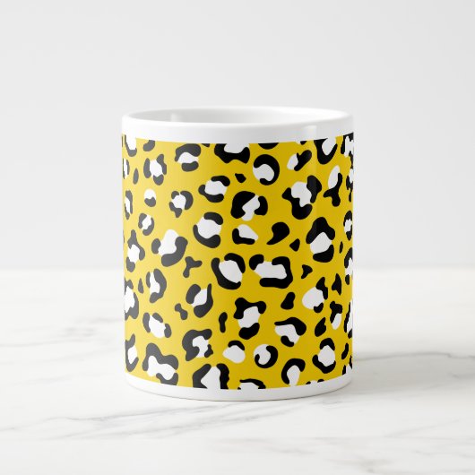 Luipaard Print, Vlekken, Gele Luipaard, Jouw naam Grote Koffiekop (Voorkant)