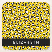 Luipaard Print, Vlekken, Gele Luipaard, Jouw naam Kartonnen Onderzetters (Voorkant)