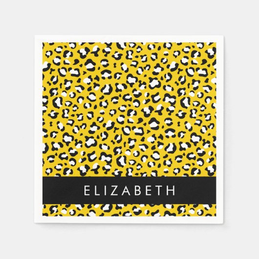 Luipaard Print, Vlekken, Gele Luipaard, Jouw naam Servet (Voorkant)