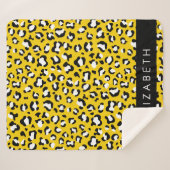 Luipaard Print, Vlekken, Gele Luipaard, Jouw naam Sherpa Deken (Voorkant (horizontaal))