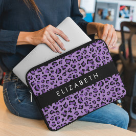 Luipaard Print, Vlekken, Paarse luipaard, Jouw naa Laptop Sleeve