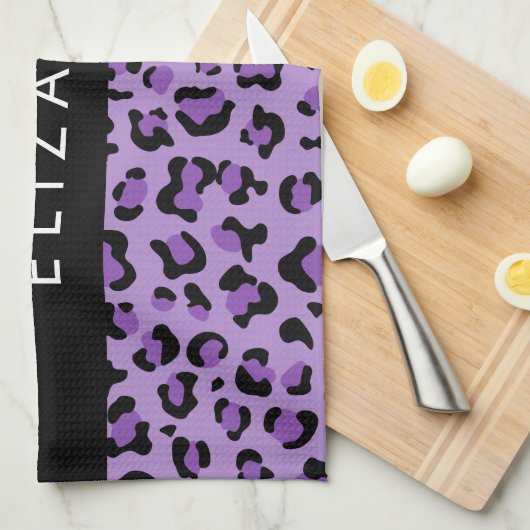 Luipaard Print, Vlekken, Paarse luipaard, Jouw naa Theedoek (Quarter Fold)