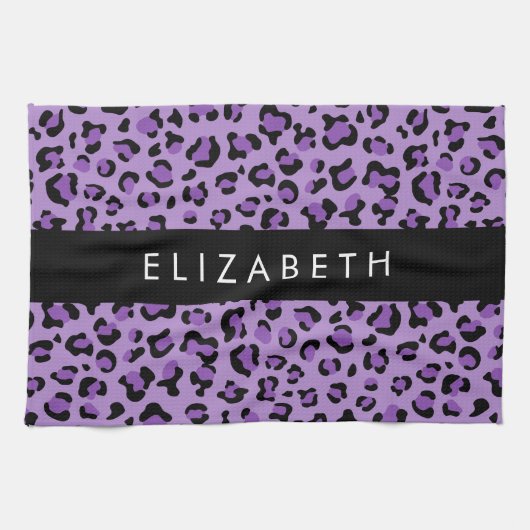 Luipaard Print, Vlekken, Paarse luipaard, Jouw naa Theedoek (Horizontaal)