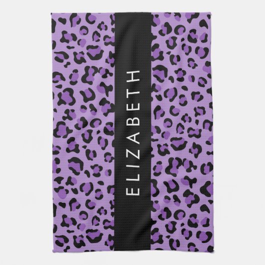 Luipaard Print, Vlekken, Paarse luipaard, Jouw naa Theedoek (Verticaal)
