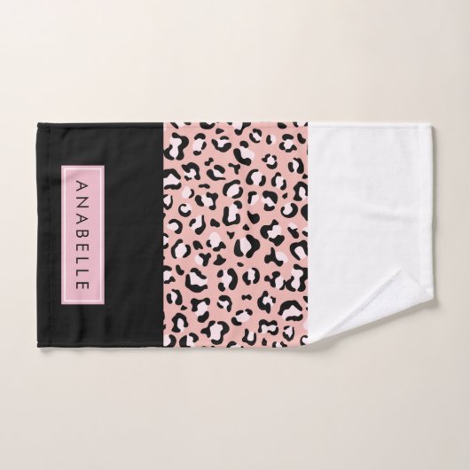 Luipaard Print, Vlekken, Roze Luipaard, Jouw naam Bad Handdoek (Handdoek)
