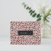 Luipaard Print, Vlekken, Roze Luipaard, Jouw naam Briefkaart (Staand voorkant)