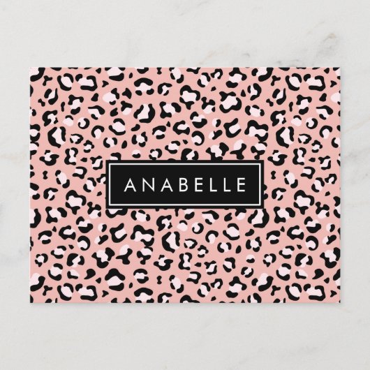 Luipaard Print, Vlekken, Roze Luipaard, Jouw naam Briefkaart (Voorkant)