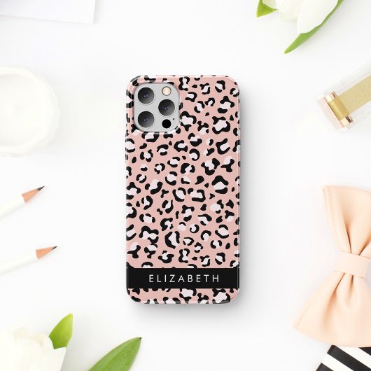 Luipaard Print, Vlekken, Roze Luipaard, Jouw naam Case-Mate iPhone Case