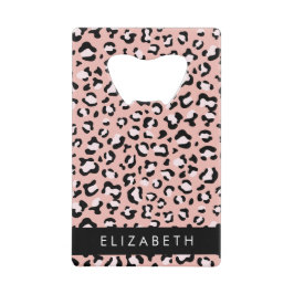 Luipaard Print, Vlekken, Roze Luipaard, Jouw naam Creditkaart Flessenopener