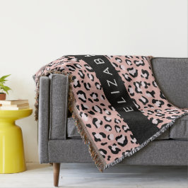 Luipaard Print, Vlekken, Roze Luipaard, Jouw naam Deken