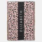 Luipaard Print, Vlekken, Roze Luipaard, Jouw naam Deken (Voorkant Verticaal)