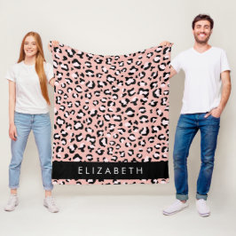 Luipaard Print, Vlekken, Roze Luipaard, Jouw naam Fleece Deken