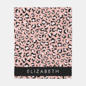 Luipaard Print, Vlekken, Roze Luipaard, Jouw naam Fleece Deken (Voorkant)
