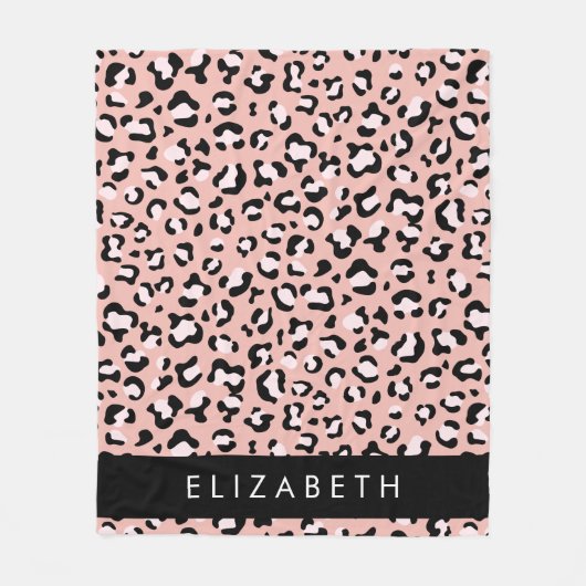 Luipaard Print, Vlekken, Roze Luipaard, Jouw naam Fleece Deken (Voorkant)