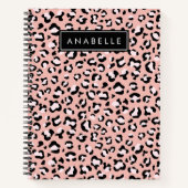 Luipaard Print, Vlekken, Roze Luipaard, Jouw naam Notitieboek (Voorkant)