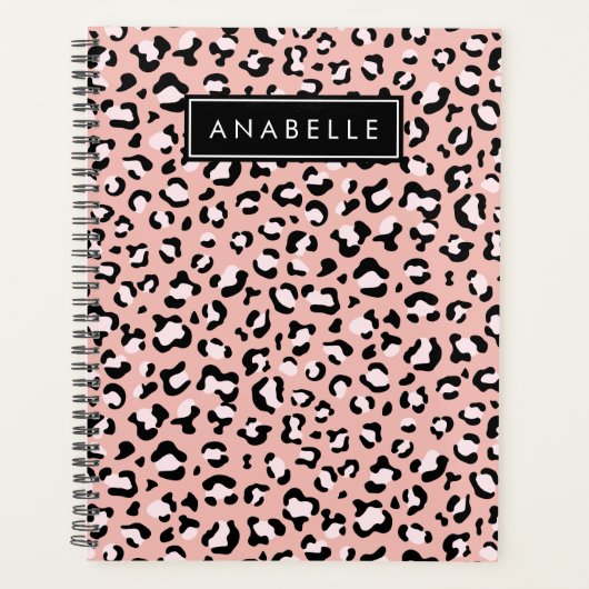 Luipaard Print, Vlekken, Roze Luipaard, Jouw naam Planner (Voorkant)