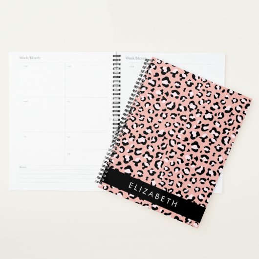 Luipaard Print, Vlekken, Roze Luipaard, Jouw naam Planner (Display)