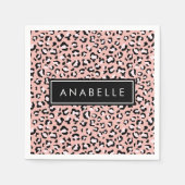 Luipaard Print, Vlekken, Roze Luipaard, Jouw naam Servet (Voorkant)