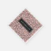Luipaard Print, Vlekken, Roze Luipaard, Jouw naam Servet (Hoek)