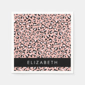 Luipaard Print, Vlekken, Roze Luipaard, Jouw naam Servet (Voorkant)