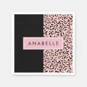 Luipaard Print, Vlekken, Roze Luipaard, Jouw naam Servet (Voorkant)