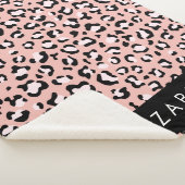 Luipaard Print, Vlekken, Roze Luipaard, Jouw naam Sherpa Deken (3/4)