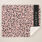 Luipaard Print, Vlekken, Roze Luipaard, Jouw naam Sherpa Deken (Voorkant (horizontaal))