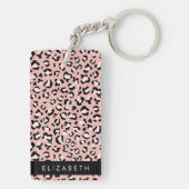 Luipaard Print, Vlekken, Roze Luipaard, Jouw naam Sleutelhanger (achterkant)