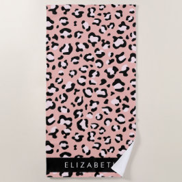 Luipaard Print, Vlekken, Roze Luipaard, Jouw naam Strandlaken
