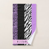 Luipaard Print, Zebra Print, Paarse, Jouw naam Bad Handdoek (Handdoek)