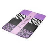 Luipaard Print, Zebra Print, Paarse, Jouw naam Badmat (Gekanteld)