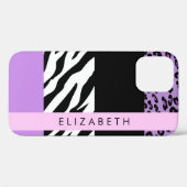 Luipaard Print, Zebra Print, Paarse, Jouw naam Case-Mate iPhone Case (Achterkant (horizontaal))