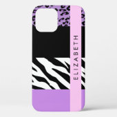 Luipaard Print, Zebra Print, Paarse, Jouw naam Case-Mate iPhone Case (Achterkant)