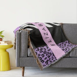 Luipaard Print, Zebra Print, Paarse, Jouw naam Deken
